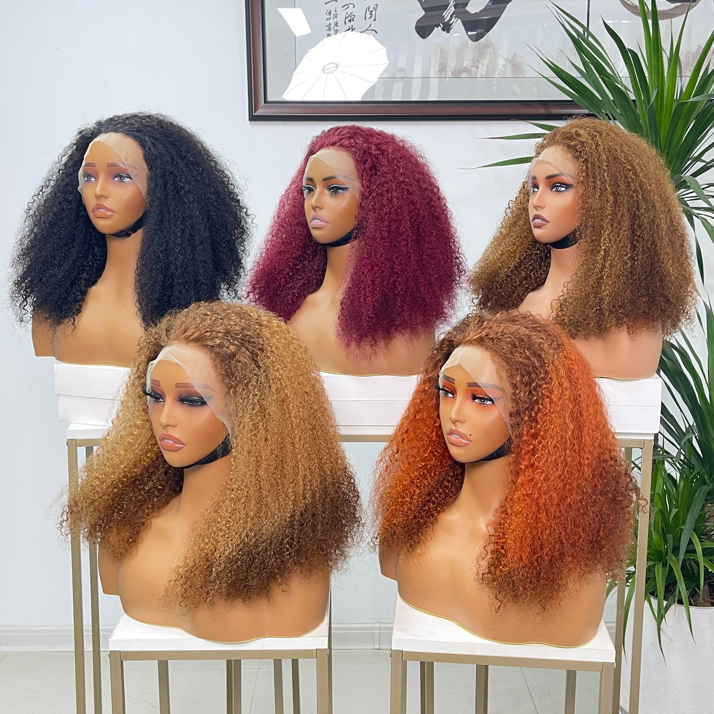 SendeHair Super Double Drawn Natural Colour Piano Colour Pixie Curly Human Hair With 13×4 Lace Front Wig