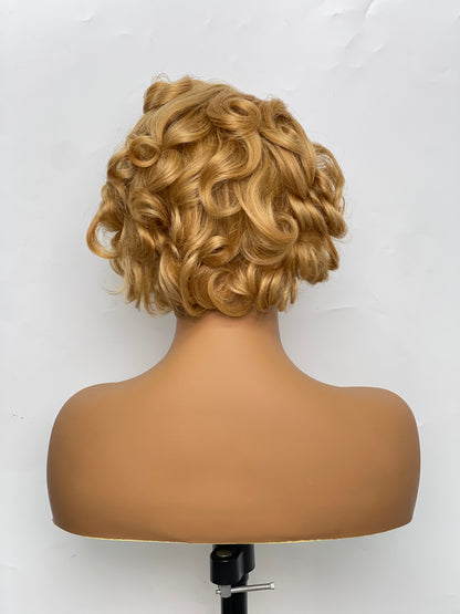 SendeHair Natural Colour Multicolored Unprocessed Orange 100% Human Hair With 13×1T Lace Wig Short Wig