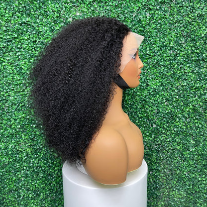 SendeHair Super Double Drawn Natural Colour Piano Colour Pixie Curly Human Hair With 13×4 Lace Front Wig