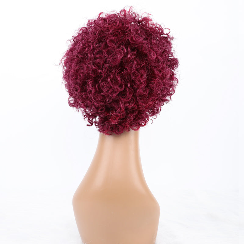 SendeHair Cheap  Pixie Curly Super Double  Draw  100% Human Raw Hair A Riot Of Colours With 13×1 Lace Short  Wig