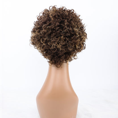 SendeHair Cheap  Pixie Curly Super Double  Draw  100% Human Raw Hair A Riot Of Colours With 13×1 Lace Short  Wig