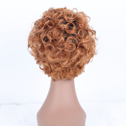 SendeHair Cheap  Big  Pixie Curly Super Double  Draw  100% Human Raw Hair A Riot Of Colours With 13×1 Lace Short  Wig