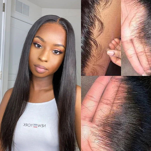 Silky Straight 13x4 Frontal Undetectable HD Lace Long Wig 100% Human Hair