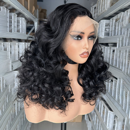 SendeHair  Natural Black Color 99J Piano Color Bounce Wave Bounce Curl Human Hair 13x4 Lace Frontal Wigs