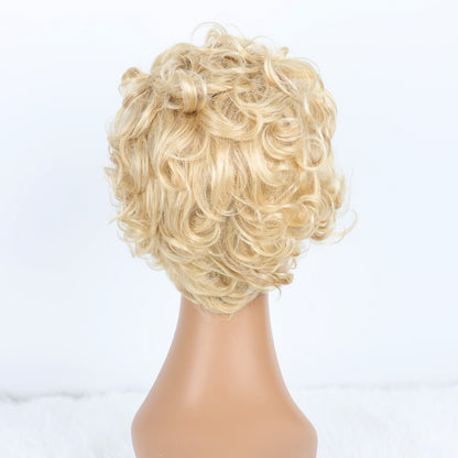 SendeHair Cheap  Big  Pixie Curly Super Double  Draw  100% Human Raw Hair A Riot Of Colours With 13×1 Lace Short  Wig