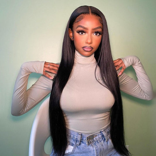 Silky Straight 13x4 Frontal Undetectable HD Lace Long Wig 100% Human Hair