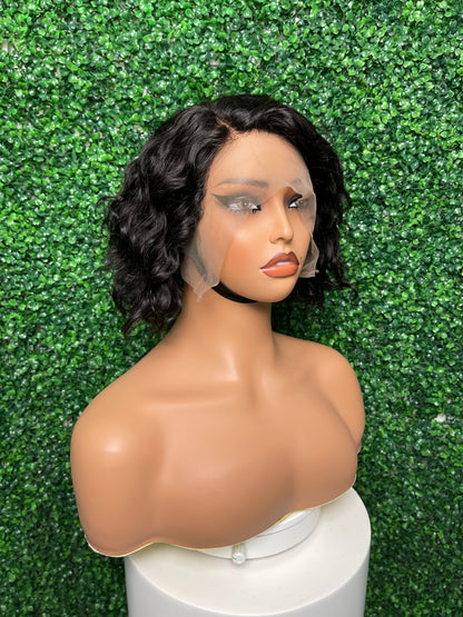 SendeHair Natural color Curly Unprocessed Vietnam 100% Human Hair Short Wig With Frontal For Black Women