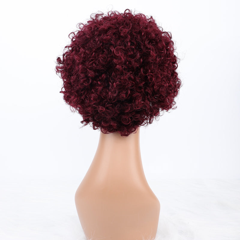 SendeHair Cheap  Pixie Curly Super Double  Draw  100% Human Raw Hair A Riot Of Colours With 13×1 Lace Short  Wig