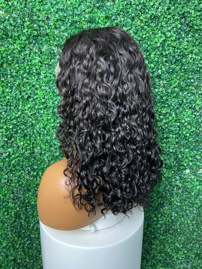 SendeHair Virgin Natural Black Color wavy Human Hair 13x4 T Lace Frontal Wigs