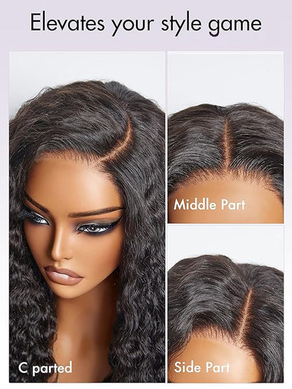 SendeHair 28 Inch  Natural Black Curly 13*4 Lace Front Wig Human Hair