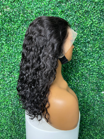 SendeHair Virgin Natural Black Color wavy Human Hair 13x4 T Lace Frontal Wigs