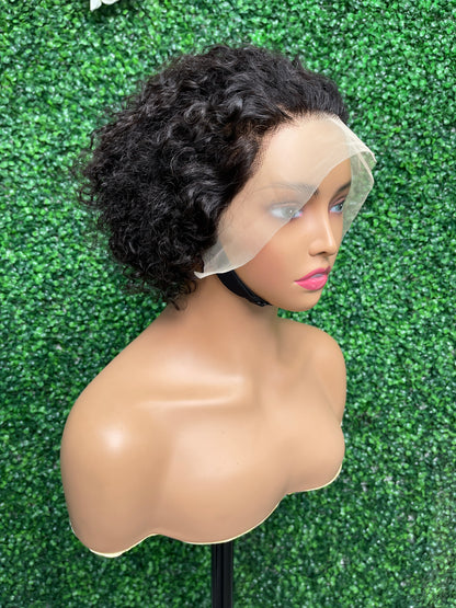 SendeHair Curly No Glue Wig Human Hair HD Lace Wig That Wear Lace Bob Wig Short Curly Hair 180 Density