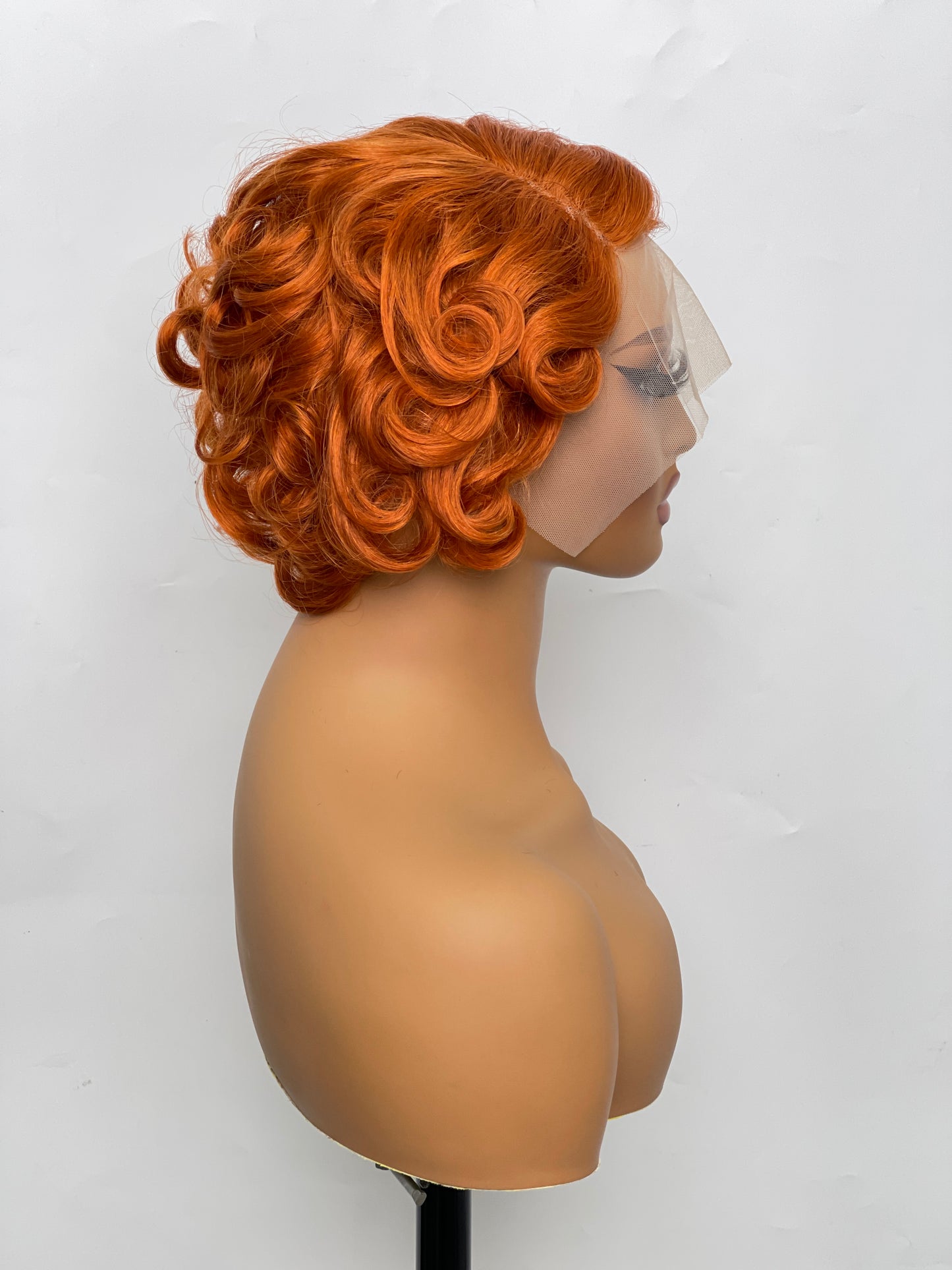 SendeHair Natural Colour Multicolored Unprocessed Orange 100% Human Hair With 13×1T Lace Wig Short Wig