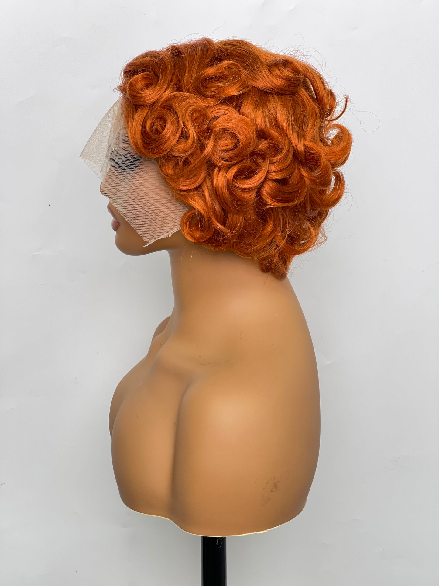 SendeHair Natural Colour Multicolored Unprocessed Orange 100% Human Hair With 13×1T Lace Wig Short Wig