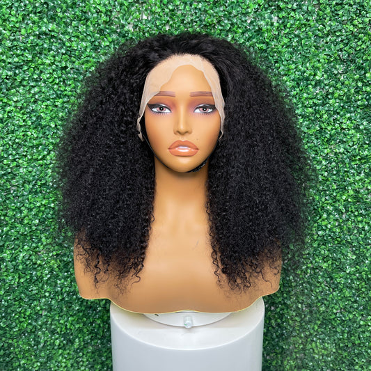 SendeHair Super Double Drawn Natural Colour Piano Colour Pixie Curly Human Hair With 13×4 Lace Front Wig