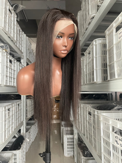 SndeHair Unprocessed Natural Colour Straight Wig  10A/12A  100% Human Raw Hair With 13*4 Lace Front Wig For Black Women