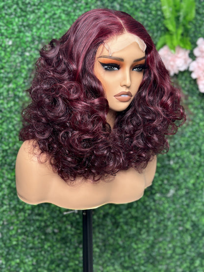 SendeHair Natural Black Bouncy Curl 4x4 Lace Closure Wig Human Hair Wigs For Black Women