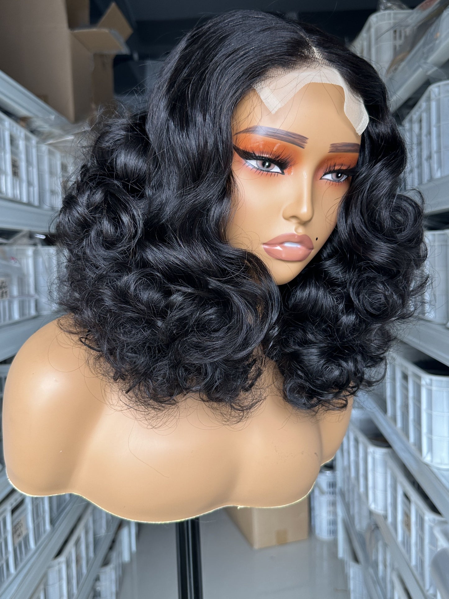 SendeHair Natural Black Bouncy Curl 4x4 Lace Closure Wig Human Hair Wigs For Black Women