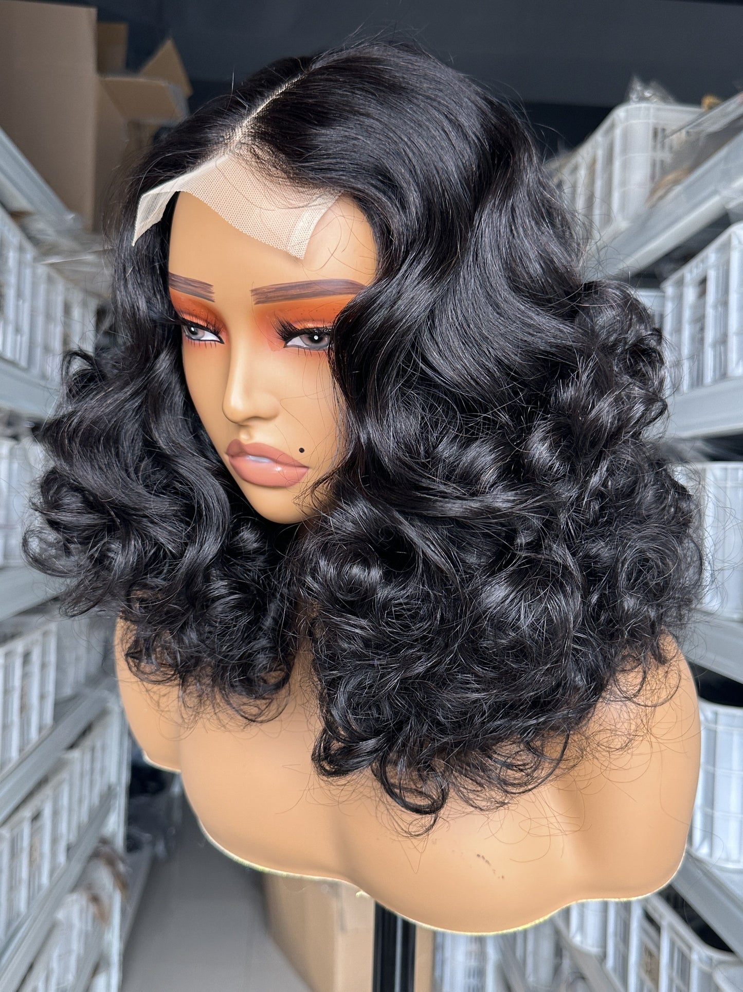 SendeHair Natural Black Bouncy Curl 4x4 Lace Closure Wig Human Hair Wigs For Black Women