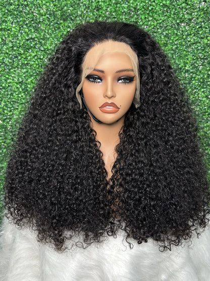 SendeHair 28 Inch  Natural Black Curly 13*4 Lace Front Wig Human Hair