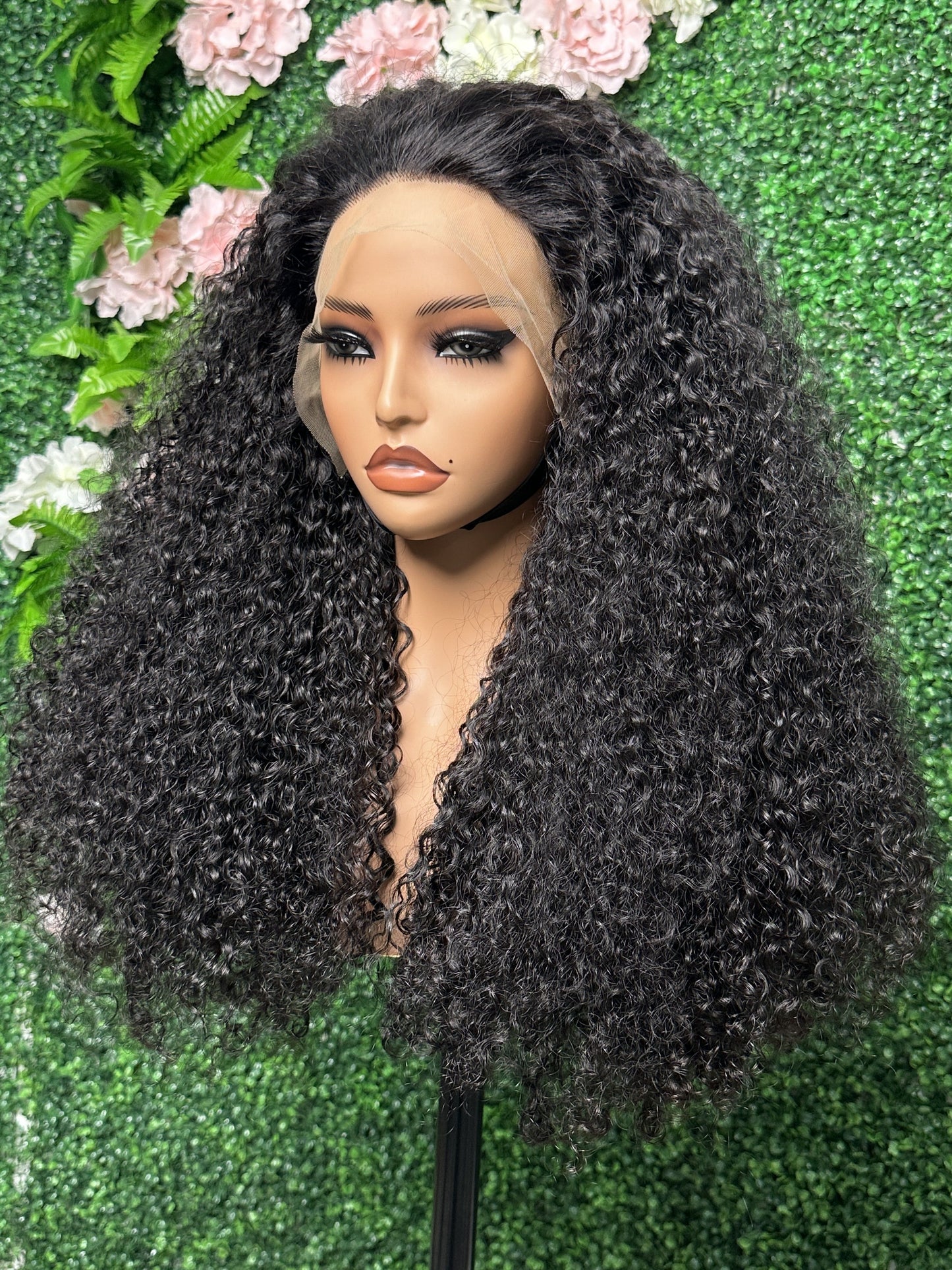 SendeHair 28 Inch  Natural Black Curly 13*4 Lace Front Wig Human Hair