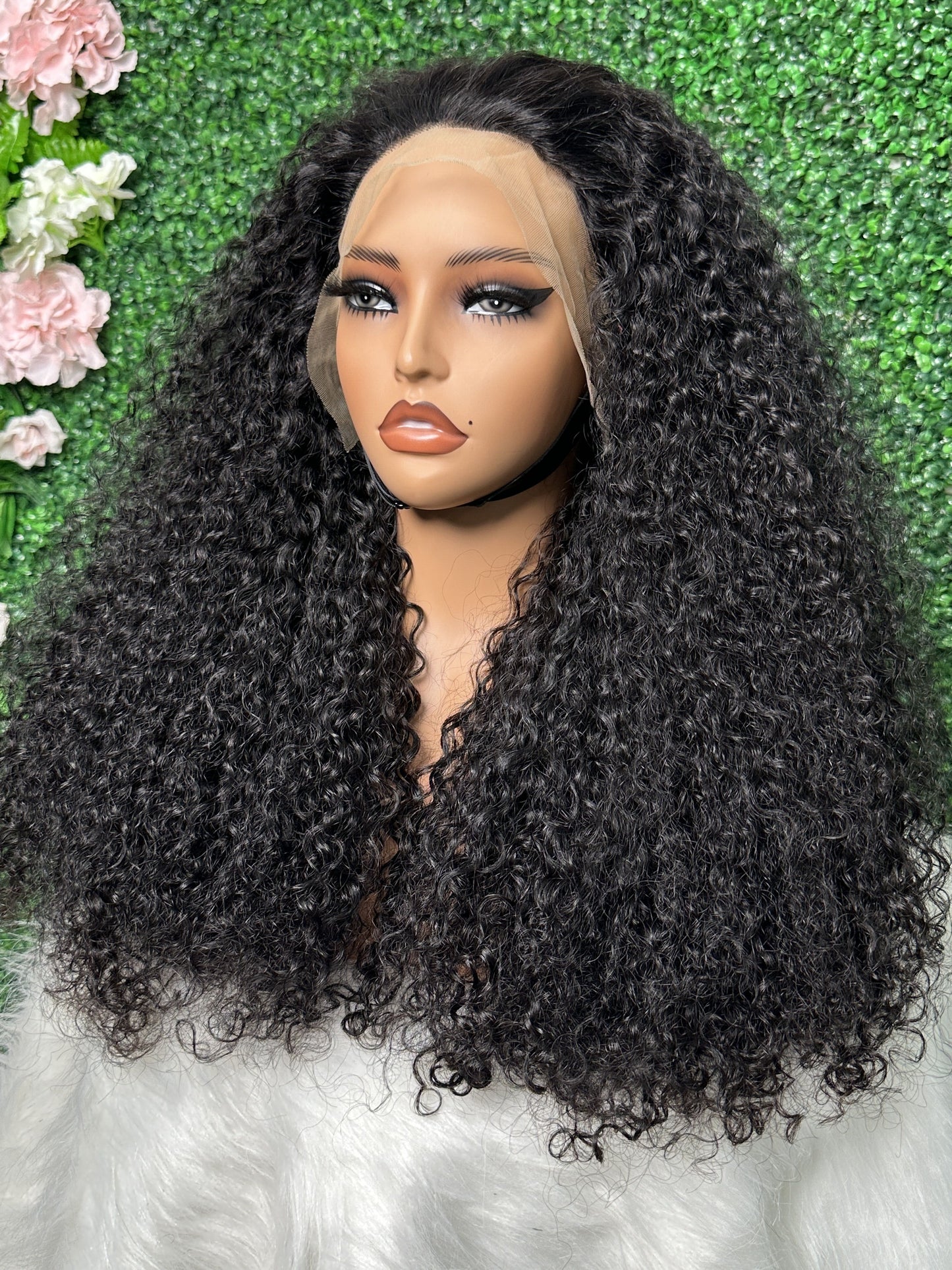 SendeHair 28 Inch  Natural Black Curly 13*4 Lace Front Wig Human Hair