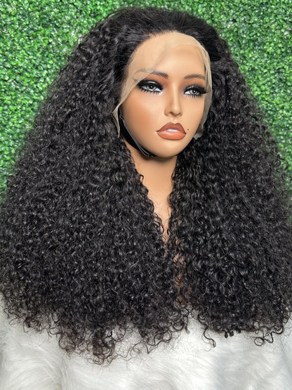 SendeHair 28 Inch  Natural Black Curly 13*4 Lace Front Wig Human Hair