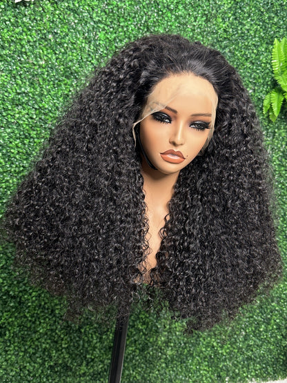 SendeHair 28 Inch  Natural Black Curly 13*4 Lace Front Wig Human Hair