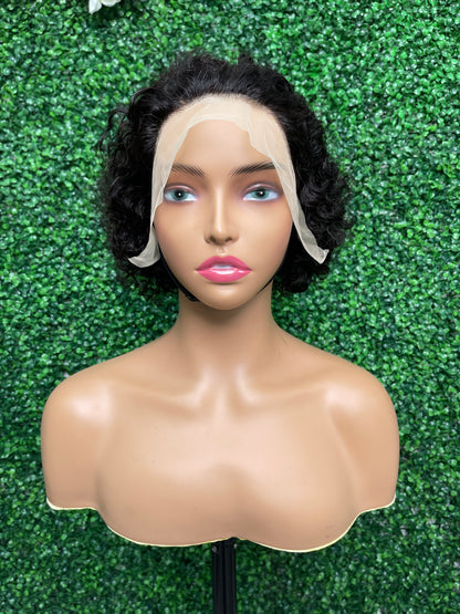 SendeHair Curly No Glue Wig Human Hair HD Lace Wig That Wear Lace Bob Wig Short Curly Hair 180 Density