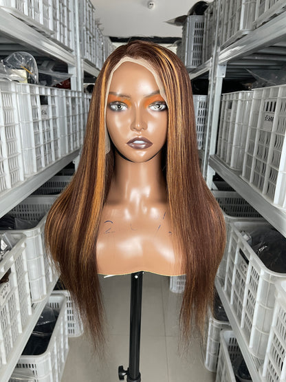 SndeHair Unprocessed Natural Colour Straight Wig  10A/12A  100% Human Raw Hair With 13*4 Lace Front Wig For Black Women