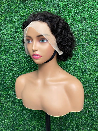 SendeHair Curly No Glue Wig Human Hair HD Lace Wig That Wear Lace Bob Wig Short Curly Hair 180 Density