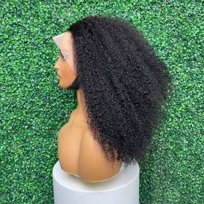 SendeHair Super Double Drawn Natural Colour Piano Colour Pixie Curly Human Hair With 13×4 Lace Front Wig