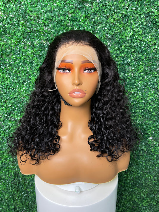 SendeHair Virgin Natural Black Color wavy Human Hair 13x4 T Lace Frontal Wigs