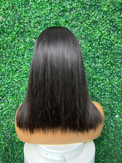 SendeHair Machine Made 14 inches SendeHair Super Soft Straight Natural Color Wigs Human Hair with Bang Fringe Wigs for Black Women