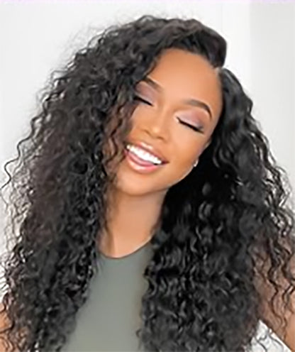 SendeHair 28 Inch  Natural Black Curly 13*4 Lace Front Wig Human Hair