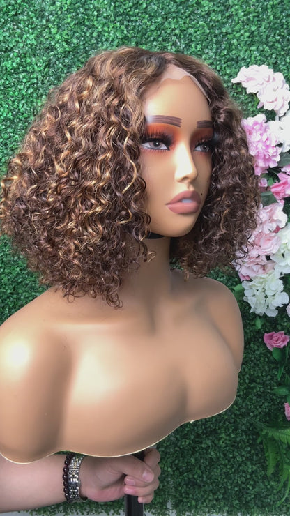 SendeHair Vendors Wholesale 10A 12A Grade Short Curly Bob Wig Brazilian 100% Human Hair T Part Lace Front Wigs For Women