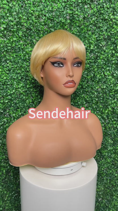 SendeHair Super Double Drawn Orange 613 White Gold Unprocessed Mechanism Bob 100% Human Raw Hair