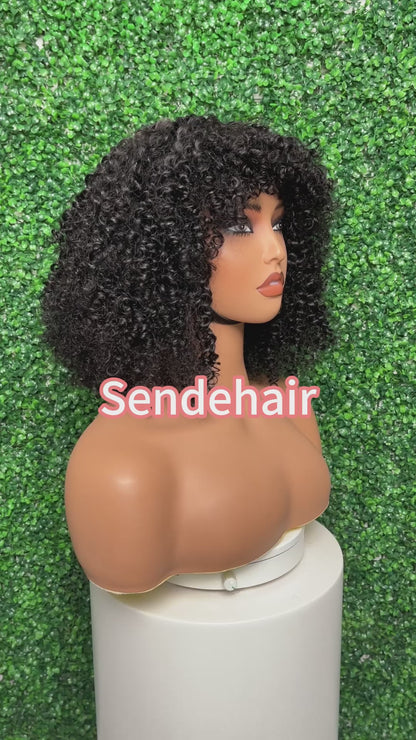 SendeHair Wholesale 180% Density Afro Curl Hair Human Lace Front Raw Virgin Brazilian Unprocessed Cuticle Aligned Lace Human Hair Wig