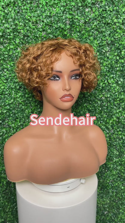 SendeHair Natural Colour Bob Curl Water Wave Wholesale Unprocessed 100% Real Human Hair Color Pick For Wedding Use Women